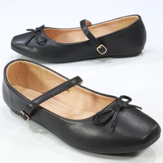 222-5 รองเท้าหนังด้านแมรี่เจน พื้นนุ่มมาก หัวตัด PU หน้าโบว์ FAIRY