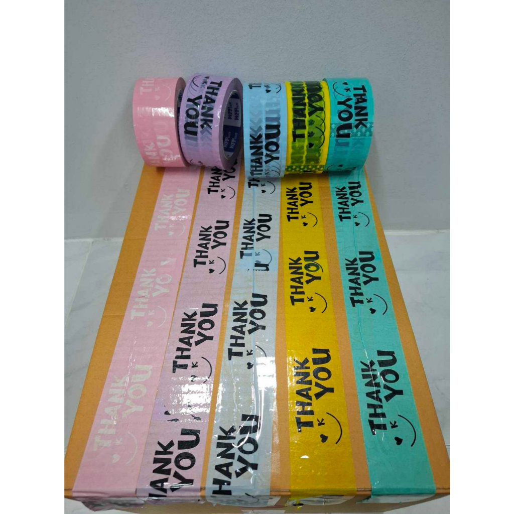 1ม้วนเทปthank you สีพาสเทล กว้าง2นิ้ว ยาว20หลา/45หลา/100หลา