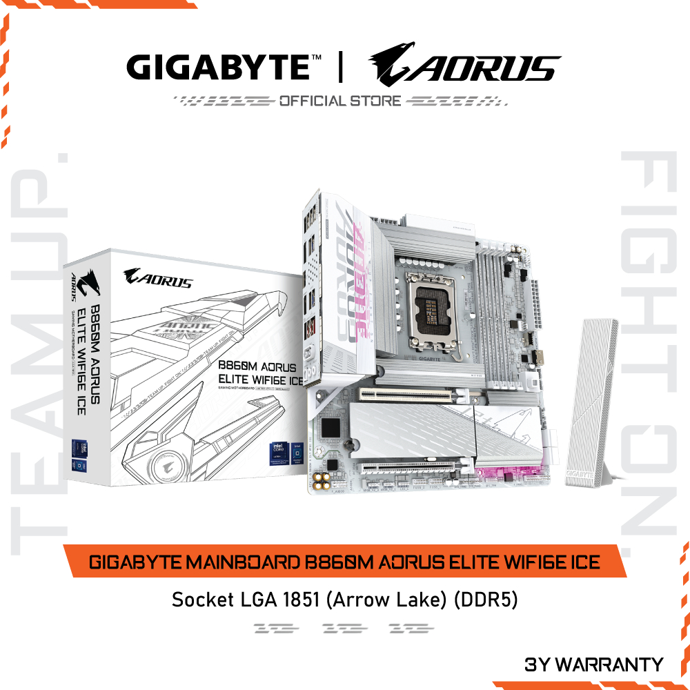 GIGABYTE MAINBOARD B860M AORUS ELITE WIFI6E ICE เมนบอร์ด B860M A ELT WF6E ICE-1.0