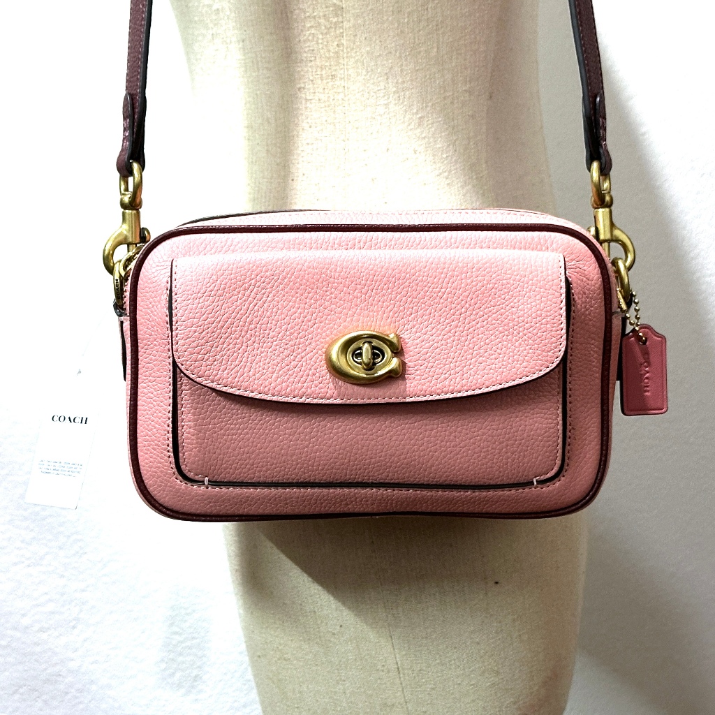 กระเป๋าสะพาย Coach ของแท้ มือ 1 หนังแท้นิ่ม COACH C0695 Willow Camera Bag In Colorblock Leather Cand