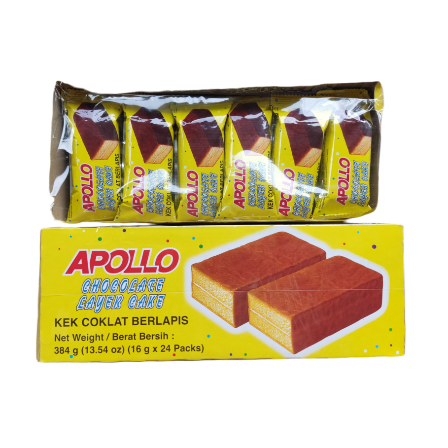 Apollo อพอลโล เลเยอร์เค้กเคลือบช็อกโกแลต กล่อง 24 ชิ้น นำเข้าจากมาเลย์เซีย ขายดีตลอดกาล