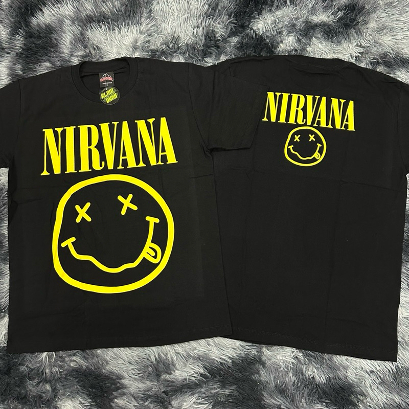 เสื้อยืด Nirvana Smile เรืองแสงป้ายRocktees ผ้าคอตตอน 100