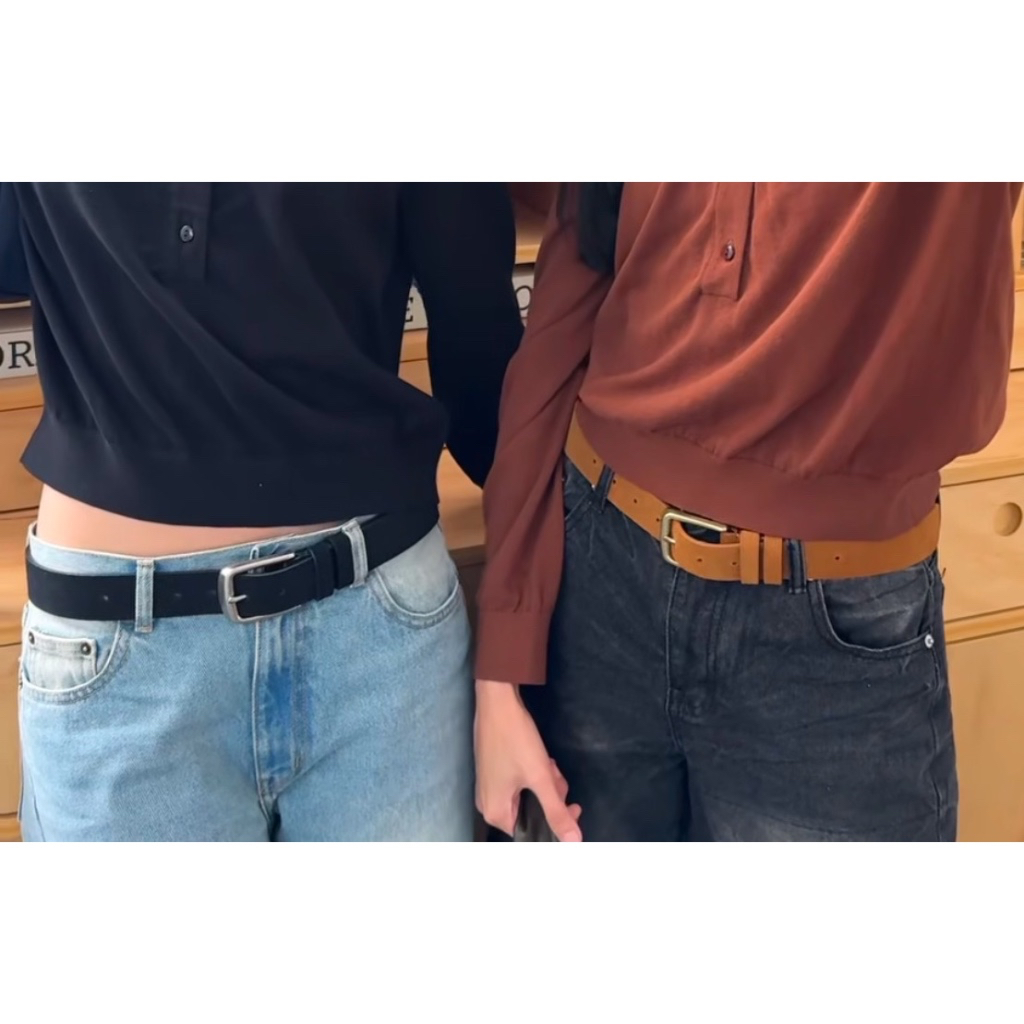 Suede Belt in  Camel and Black