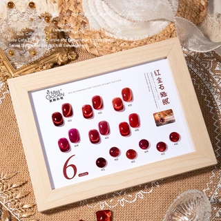 Nail.magic ทับทิม สีเจลทาเล็บแคทอาย ทับทิมปีใหม่ 8ml ยาทาเล็บสีเจล ผงแม่เหล็กละเอียด