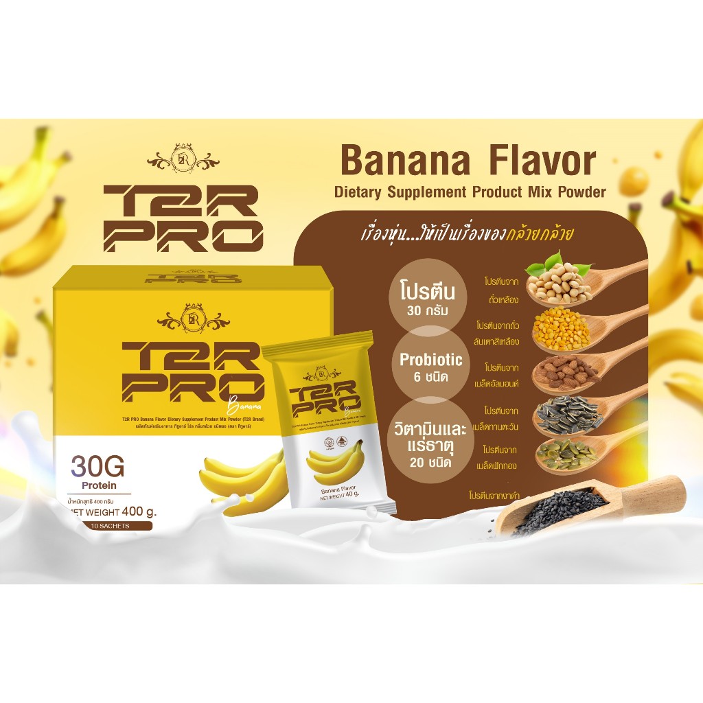 T2R PRO อาหารเสริมโปรตีนจากพืช แบบกล่อง