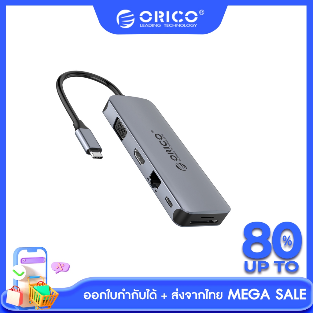 [ออกใบกำกับ- ทักแชท] ORICO USB C HUB ประเภท C ถึงอะแดปเตอร์ HDMI Type-C ถึง USB 