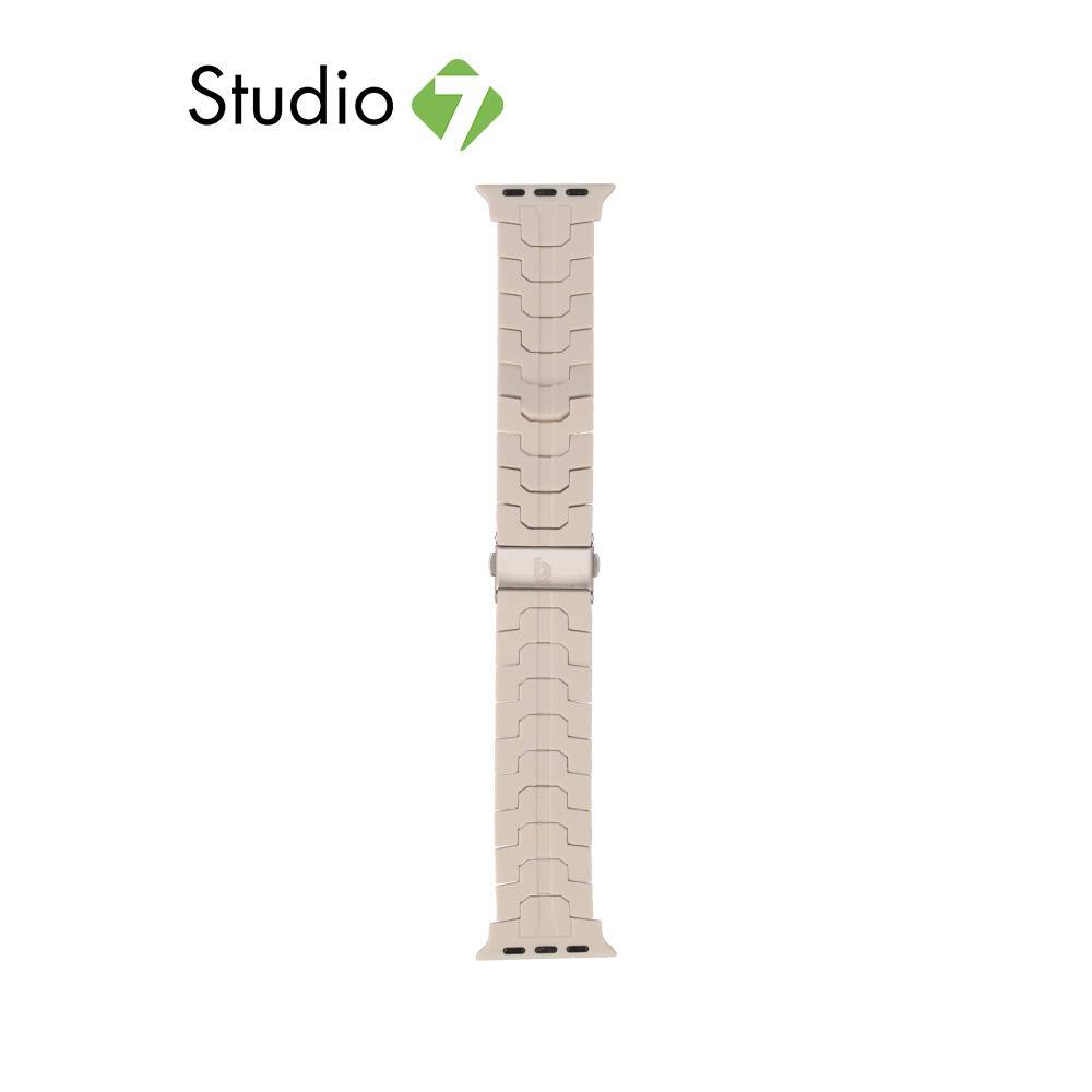 Blue Box สาย Apple Watch Strap Series 6,7,8,9,10,SE1,SE2,Ultra (44/45/46/49mm) Webbing Rubber Cream 
