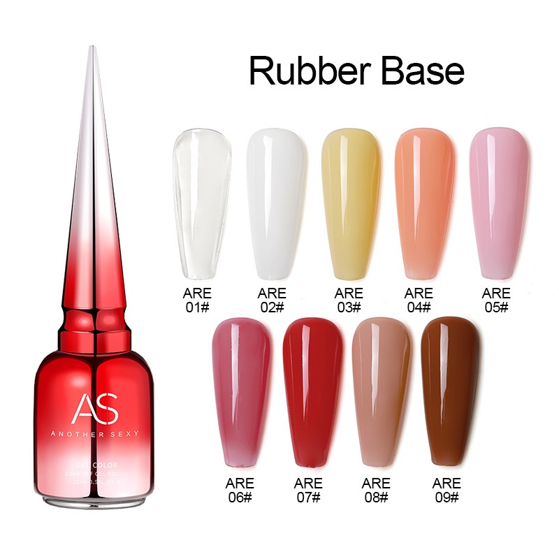 ARE สีเจลโทนนู้ด Rubber Base 9 สี ยาทาเล็บเจล ตกแต่งเล็บ สีเจลทาเล็บ ASฝาแหลม