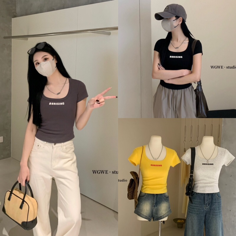 เสื้อแขนสั้นเข้ารูปสกรีนลายรุ่น 3530 TAG.WG.WE