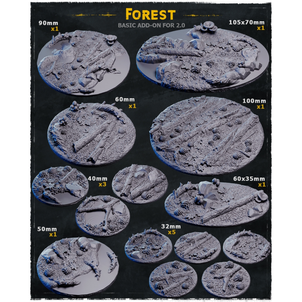 Forest Bases [2.0] จัดส่งได้ใน1-3วัน ฐานโมเดล Wargame base, Warhammer, Bolt action, D&D [Designed by Zabavka]