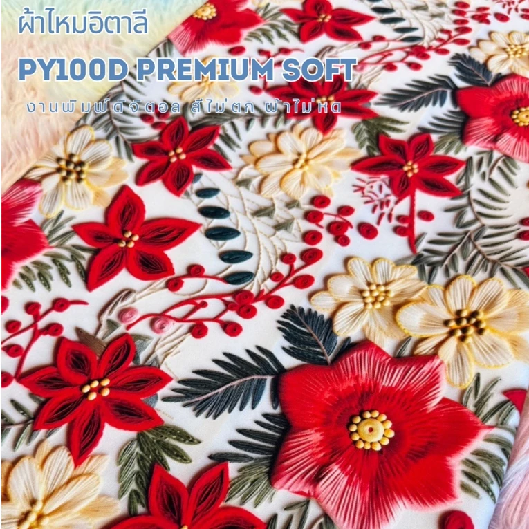 ผ้าไหมอิตาลีพิมพ์ลาย หน้ากว้าง 58 นิ้ว