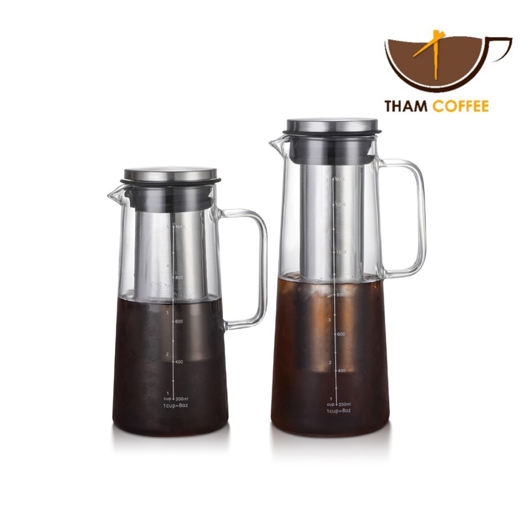 เหยือกทำกาแฟเย็น ขวดกาแฟสกัดเย็น แก้วชงชา Cold brew pot กรองได้ดีเยี่ยม ทนความร้อนได้ดี พร้อมสเกลบอก 3ขนาด thamcoffee