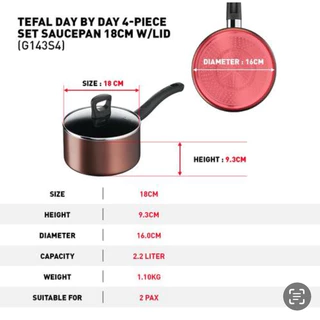 🔥🔥TEFAL เซ็ตเครื่องครัว 4 ชิ้น ก้นอินดักชั่น กระทะก้นแบน ขนาด 24 ซม.+หม้อด้ามขนาด 18 ซม.พร้อมฝา +ตะหลิว G143S495