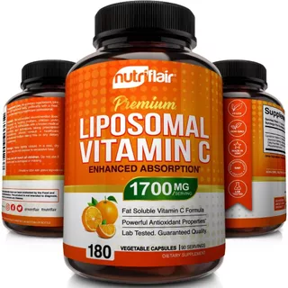 [ของแท้ 100% + พร้อมส่ง] 🧡 NutriFlair, วิตามินซี แบบเสริมการดูดซึม ⭐ Vitamin C Liposomal 1700mg, 180 Capsules