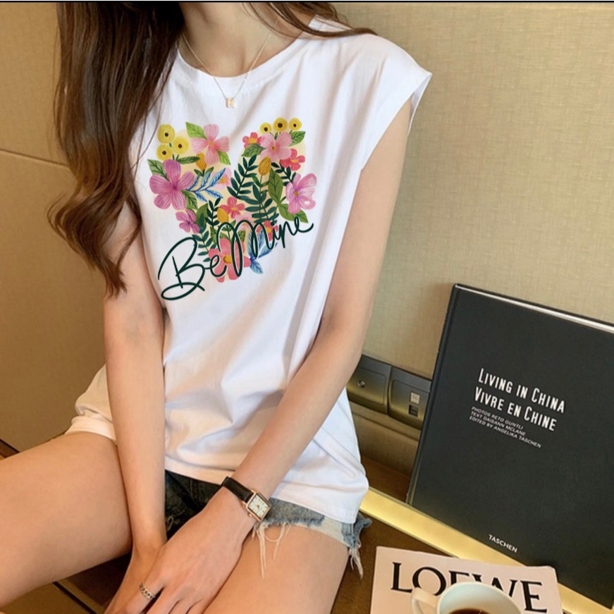 ส่งจากไทย เสื้อแขนกุด ลายหัวใจ ผ้านุ่ม ใส่สบาย ไม่หด ไม่ย้วย