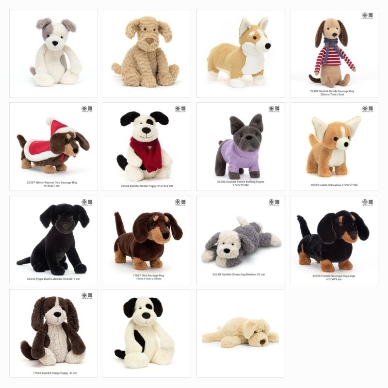 JellyCat - ตุ๊กตารูปสัตว์สำหรับเด็กแรกเกิด - Mammoth - Fox - Dog - Lion - Tiger Doll