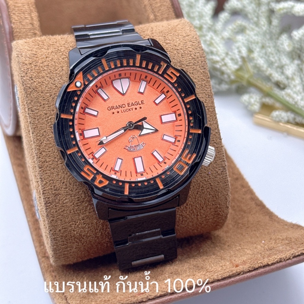Grand Eagle นาฬิกาข้อมือสำหรับผู้ชาย สายสแตนเลท สไตล์หรูหรา เรียบง่าย ทางการ ของแท้ กันน้ำ