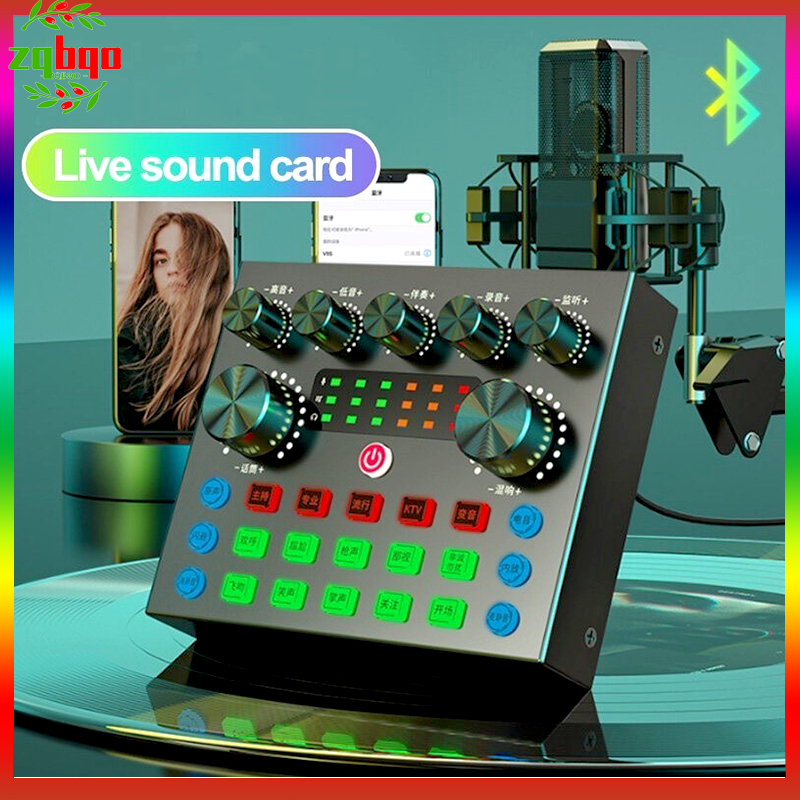 การ์ดเสียง V8S Headset Microphone Webcast Streamer Live Sound Card -Bluetooth