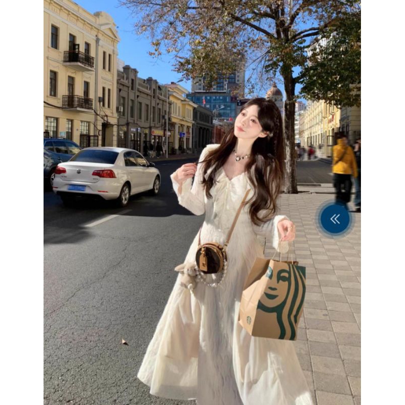เดรสยาว ลูกไม้ นำเข้าสไตล์เกาหลี S-L