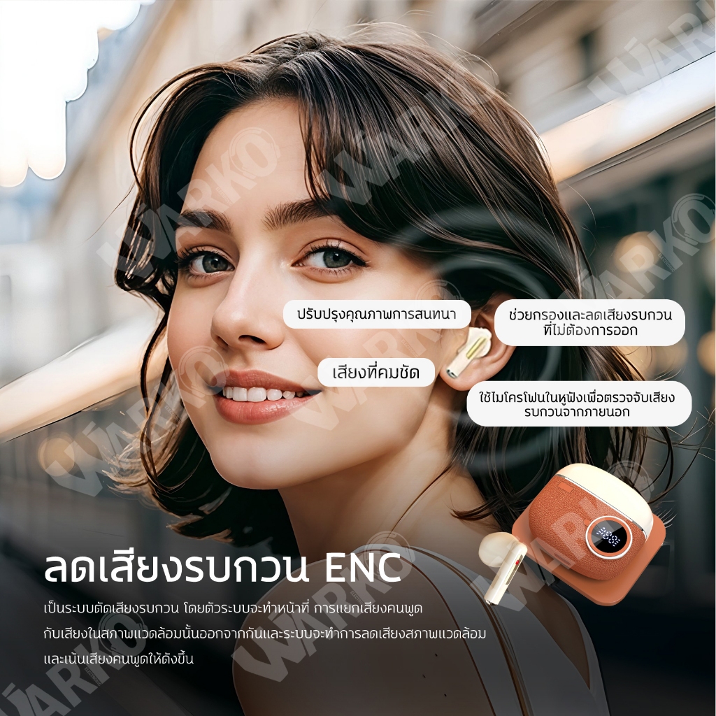 Warko BT27 หูฟังบลูทูธไร้สาย ดีไซน์สุดคลาสสิค บลูทูธ5.3 เสียงStereo เบสหนักแน่น HD Voice สวมใส่สบาย
