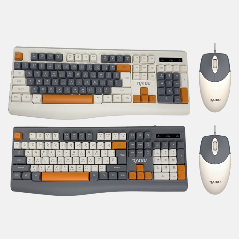 RAIKU R903 ชุดคีย์บอร์ดและเมาส์ สายUSB มาตราฐาน 104ปุ่ม ฟังก์ชั่น F1-F12 Keyboard mouse 100% สำหรับทำงานสำนักงาน ออฟฟิศ