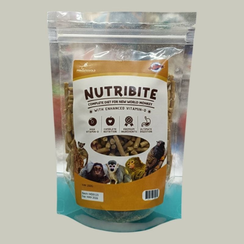 Nutribite Complete อาหารเม็ดสำเร็จรูป วิตามินสูง อาหารสำหรับลิงทุกสายพันธุ์ บุชเบบี้