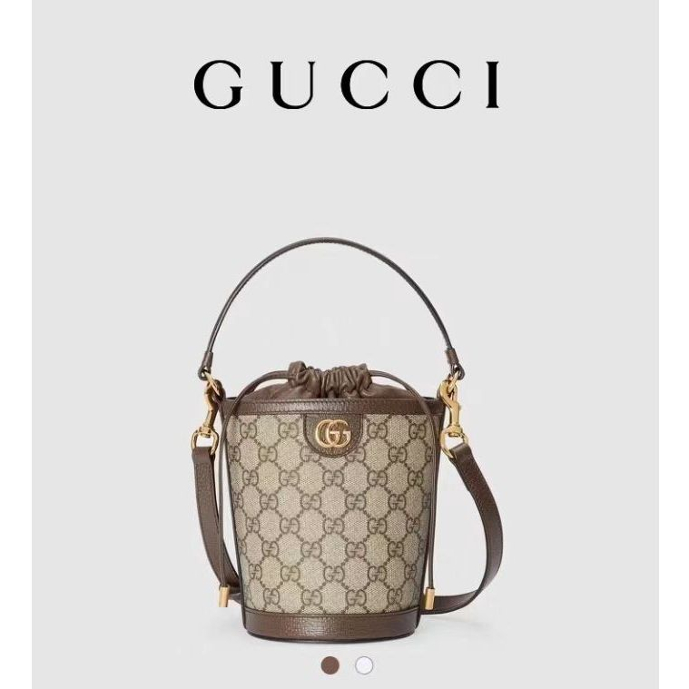 Gucci กุชชี่ Ophidia fashion mini bucket bag handbag ดอกไม้เก่าคลาสสิก กระเป๋าสุภาพสตรี ของแท้ พร้อมอุปกรณ์ครบครัน