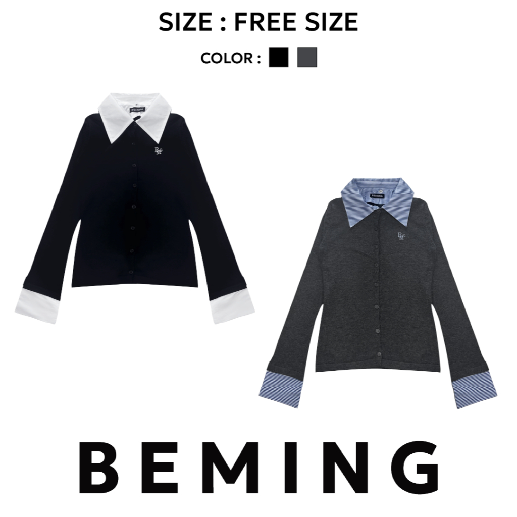 Bemingtop842(FREE SIZE)-Sowon shirt เสื้อเชิ้ตคอปกเเขนยาว ระบายอากาศได้ดี งานเลอเยอร์