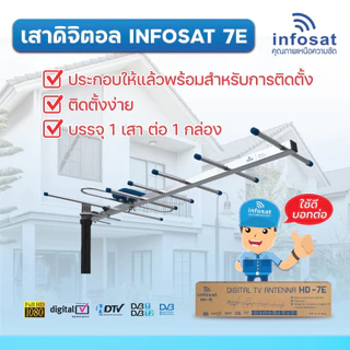 INFOSAT ANT-HD7E เสาอากาศทีวีดิจิตอล รุ่น HD 7E รับได้แรงจริง ไม่เพิ่งไฟเลี้ยง
