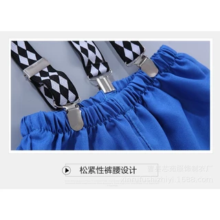 ชุดการแสดงเด็กผู้หญิงและผู้ชายสีฟ้าขาวสายลาย (พร้อมส่งในไทย)