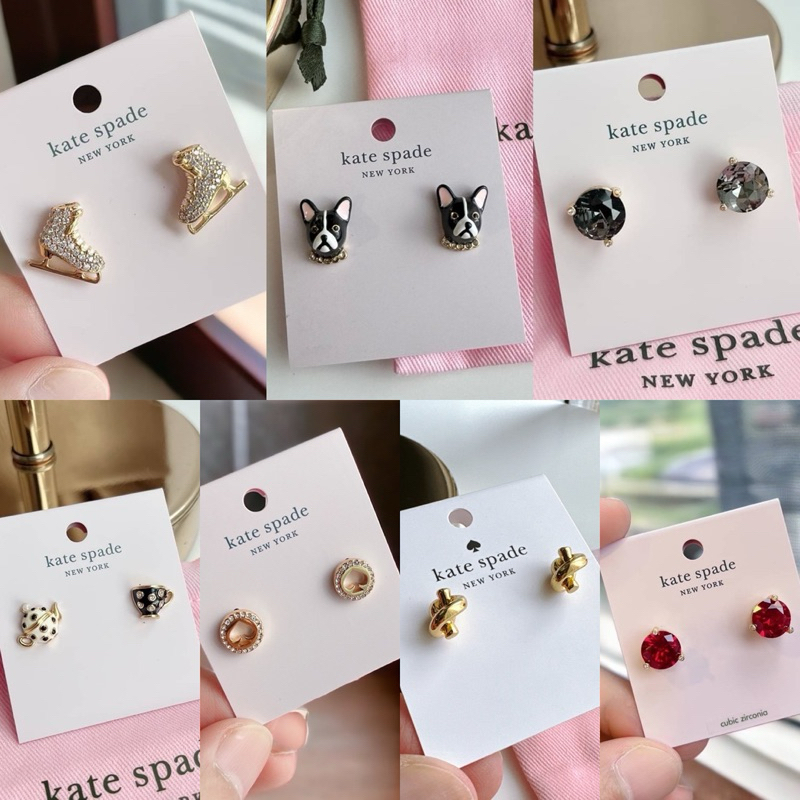 ✅🎀(สด-ผ่อน) KA215 ต่างหู แคท สเปด SP♠️DE Snow Day Stud Earrings