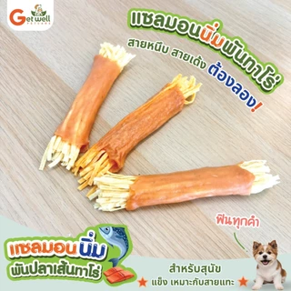 Get Well แซลมอนนิ่มพันปลาเส้นทาโร่ 350 g ขนมแทะเล่นขัดฟัน แพ้ไก่กินได้ สำหรับสุนัข