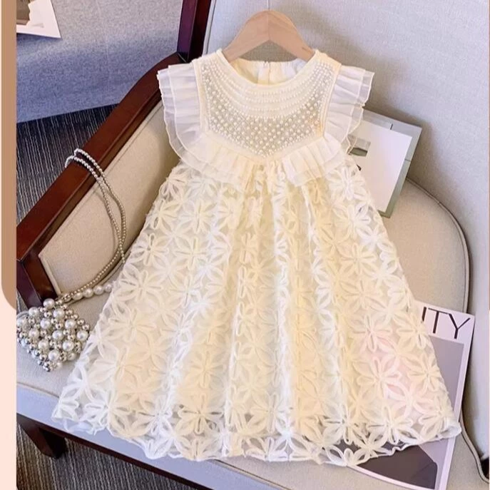 B360 ชุดเดรสเด็กสี่ครีมหรูหราไฮโซ พร้อมส่ง