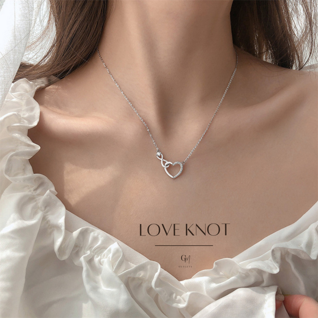 OUTLETS ล้างสต็อกจากโรงงานตรง สร้อยคอ Love Knot Necklace จี้หัวใจ สร้อยแฟชั่น Valentine ของขวัญ