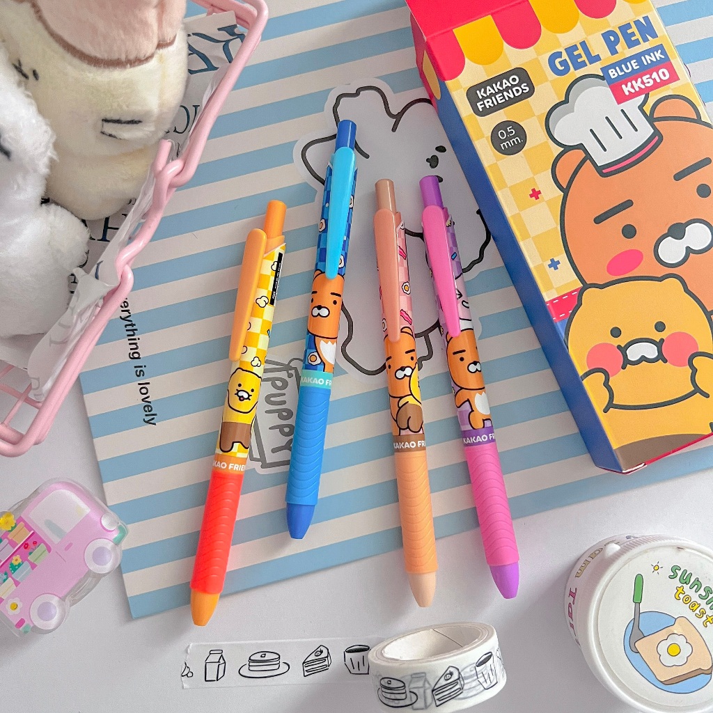 Kakao Friends ปากกาหมึกเจล น้ำเงิน ลิขสิทธิ์แท้ 100% ลายน่ารัก ขนาด 0.5 มม. เขียนลื่น ไม่สะดุด