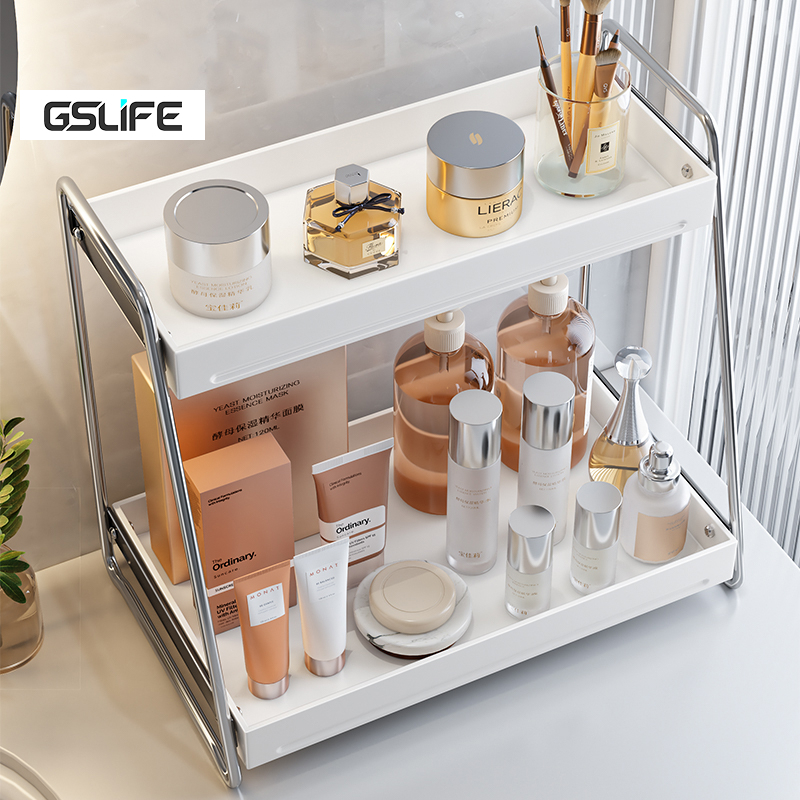 GSlife 33/43cm ชั้นวางเครื่องสำอาง2ชั้น อุปกรณ์แต่งหน้า กล่องเก็บเอนกประสงค์แบบมีลิ้นชัก