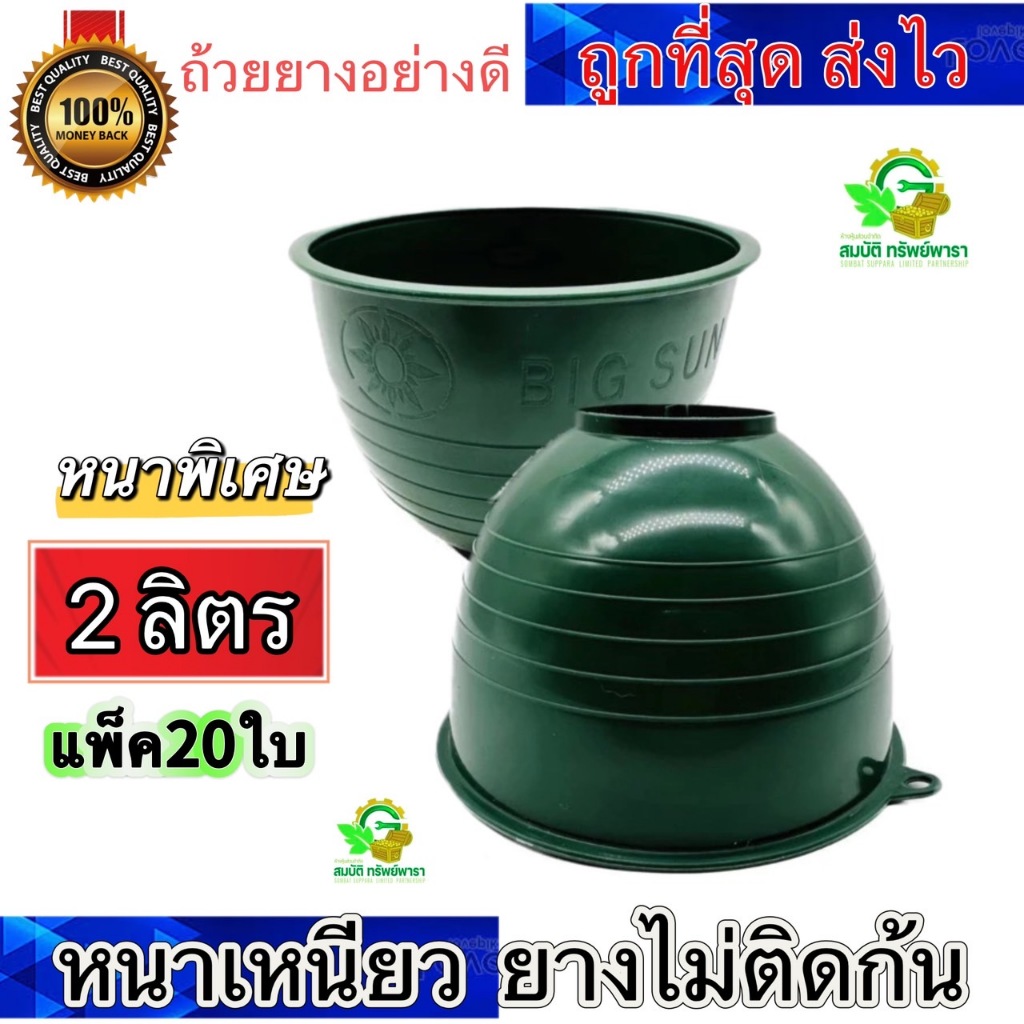 (แพ็ค 20 ใบ) ถ้วยยาง ขนาด2000cc (2ลิตร) สีเขียว จอกยาง กะลายาง ถ้วยรองน้ำยางพารา พลาสติกคุณภาพดี เหนียว ทน ใช้ได้ยาวนาน