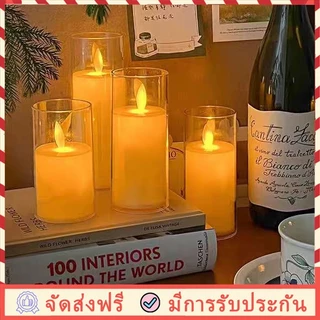 เทียนไฟฟ้าLED โคมไฟเทียน เทียนอิเล็กทรอนิกส์ แถมถ่าน จิ๋วไร้ควันปลอดภัย เปลวไฟแกว่งจำลอง ตกแต่งสร้างบรรยากาศ