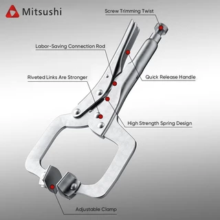 Mitsushi คีมรูปตัว C คีมล็อกC 34/42/52 คีมหนีบประหยัดแรง คีมอเนกประสงค์มิตซูชิ ปากกลม ใบมีดแบน ปากตรง คีมหนีบเร็ว