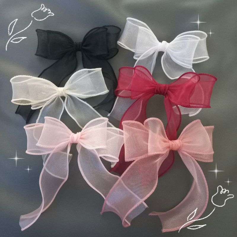 โบว์ผ้าแก้ว โบว์กิ๊บติดผม สวยหวานน่ารักๆ พร้อมส่ง