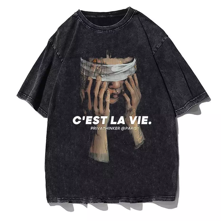 เสื้อฟอกวินเทจผู้ชายเท่ๆ oversize ผ้าฝ้าย 100%เสื้อผ้าแฟชั่นสไตล์เกาหลี สไตล์ฮิปฮอป เสื้อยืดคู่กับแฟนไซร์ใหญ่ชายหญิง thumbnail 3