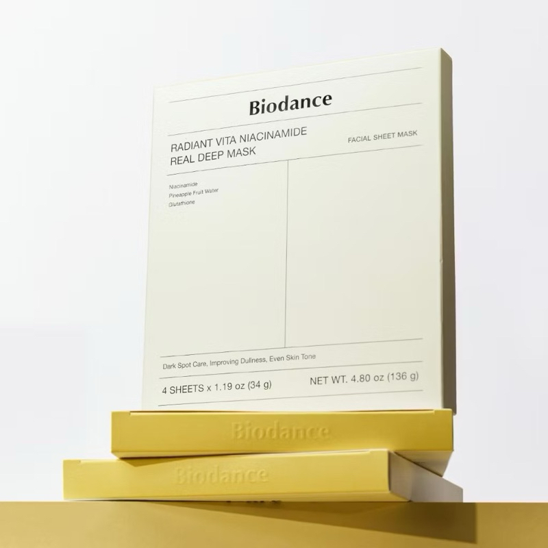 ( ของแท้ / พร้อมส่ง )Biodance Radiant Vita Niacinamide Real Deep Mask มาส์กสับปะรด มาส์กไบโอแดนซ์สูตรสีเหลือง