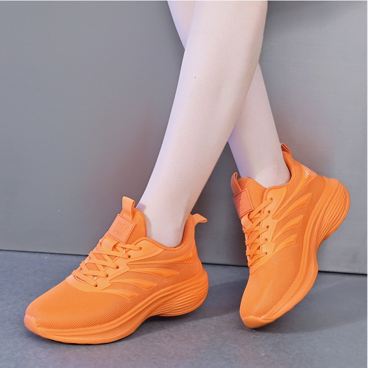 YGY-Sport รองเท้าผ้าใบ สีส้ม พื้นสูง 3.5 ซม. ทรงสวย น้ำหนักเบา ใส่ทำงาน ใส่ออกกำลังกาย ไซส์ 35-42