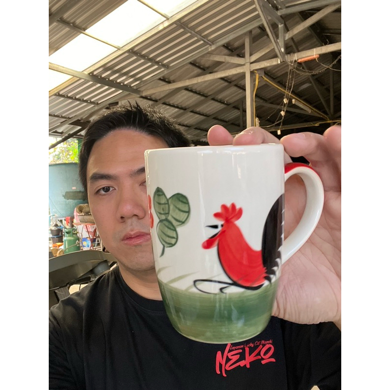 แก้วเซรามิค แก้วมัค แก้วกาแฟ ขนาด 14oz หรือ 400ml ลายไก่โบราณ เนื้อสโตนแวร์ เข้าไมโครเวฟได้ ออกใบกำกับภาษีได้