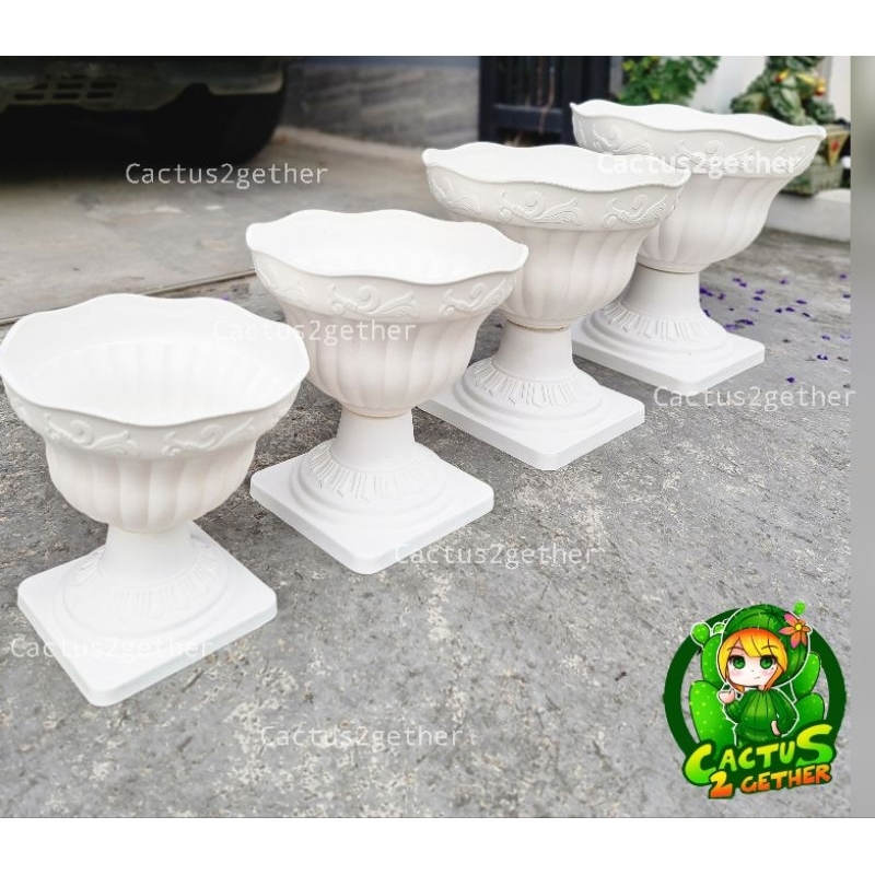 กระถางโรมันทรงอ่างบัวขอบหยัก ขนาด10"-16" พร้อมฐานรอง สำหรับเลี้ยงปลาและปลูกบัว จัดไม้ประดิษฐ์ พานพุ่ม