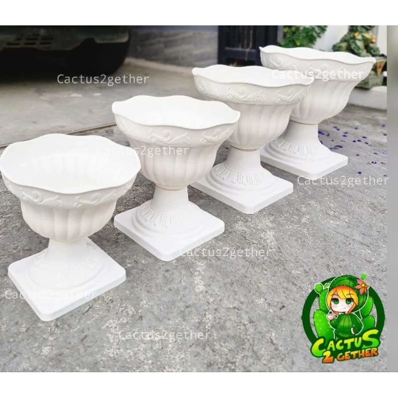 กระถางโรมันทรงอ่างบัวขอบหยัก ขนาด10"-16" พร้อมฐานรอง สำหรับเลี้ยงปลาและปลูกบัว จัดไม้ประดิษฐ์ พานพุ่ม