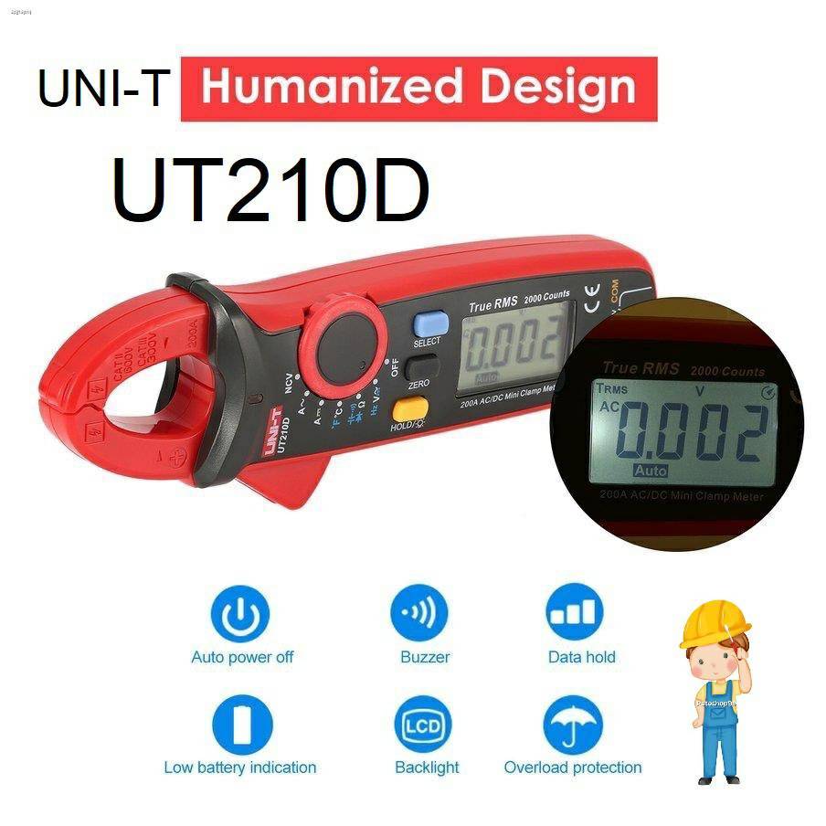 UNI-T 210D คลิปแอมป์ AC DC แคล้มป์มิเตอร์ ดิจิตอล กิ๊ปแอมป์ อุณหภูมิ Clamp Meter UT210D