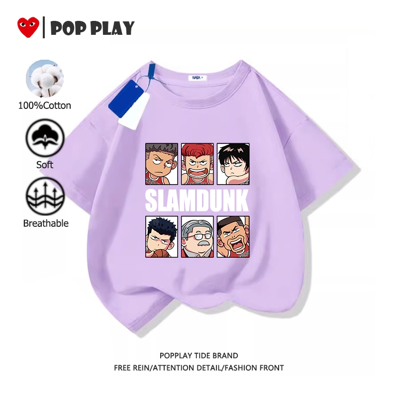 เสื้อยืดเด็ก เสื้อยืดเด็กผู้ชาย Slam Dunk 100% cotton ตัดเย็บดี อนิเมะ 2025สินค้าใหม่! (จัดส่งตลอด 24 ชั่วโมง)