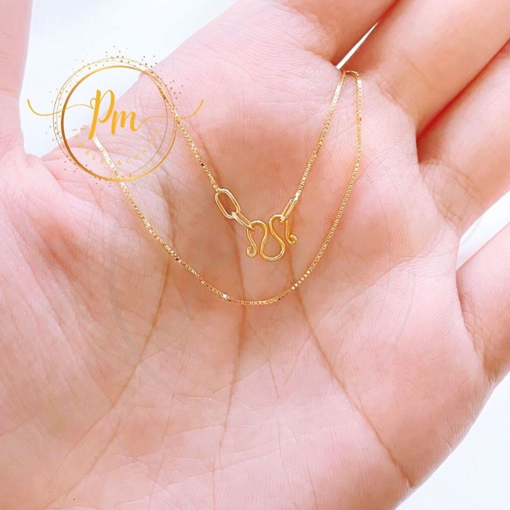 สร้อยคอทองแท้ PM ตะขอเอ็ม ทองคำแท้ 9k Italy (375) ลายBox มีใบรับประกันจากทางร้าน