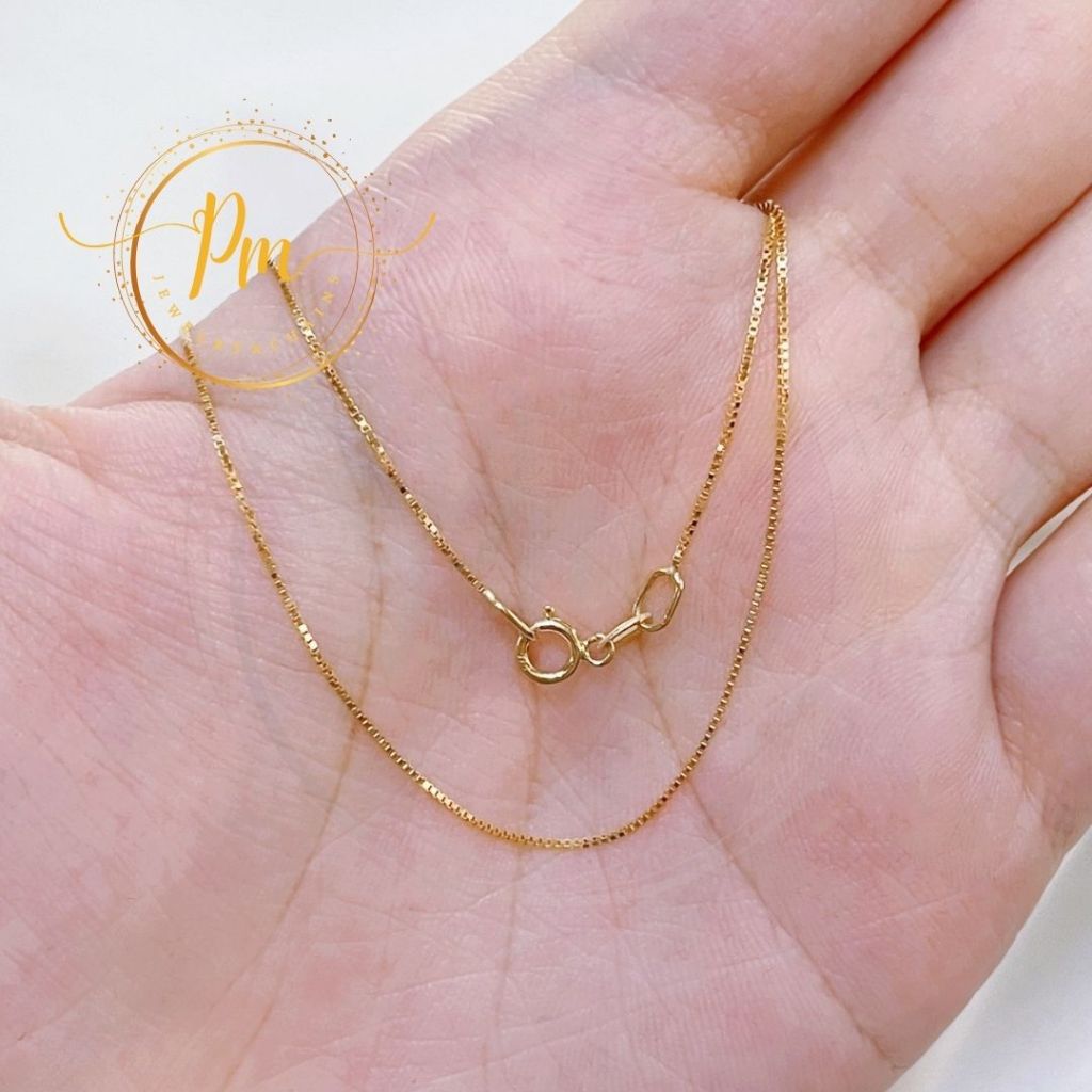 สร้อยคอทองแท้ PM ตะขอก้ามปู ทองคำแท้ 9k Italy (375) ลายBox มีใบรับประกันจากทางร้าน